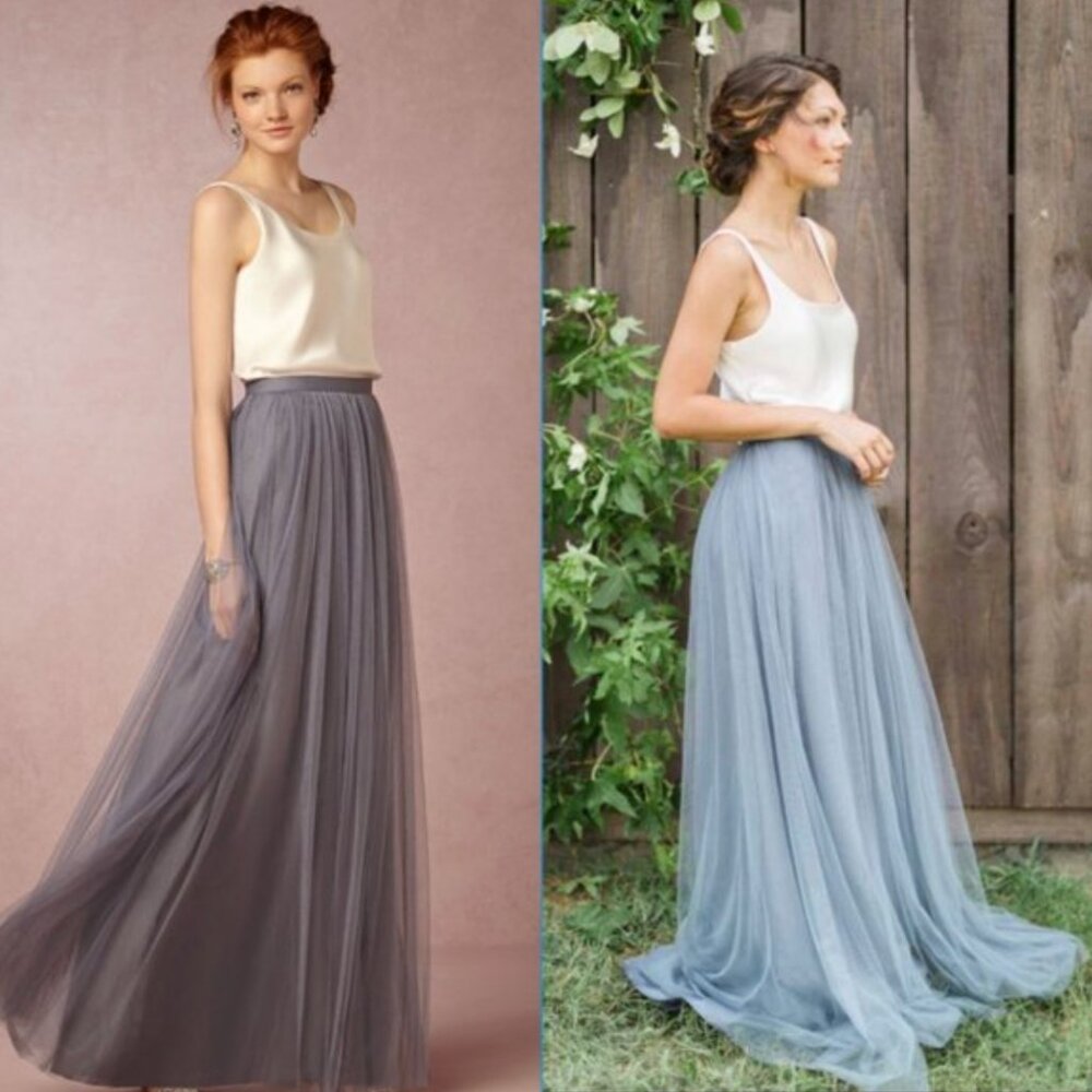 Jenny Yoo | Louise Grey "Carbon" Tulle Maxi Skirt